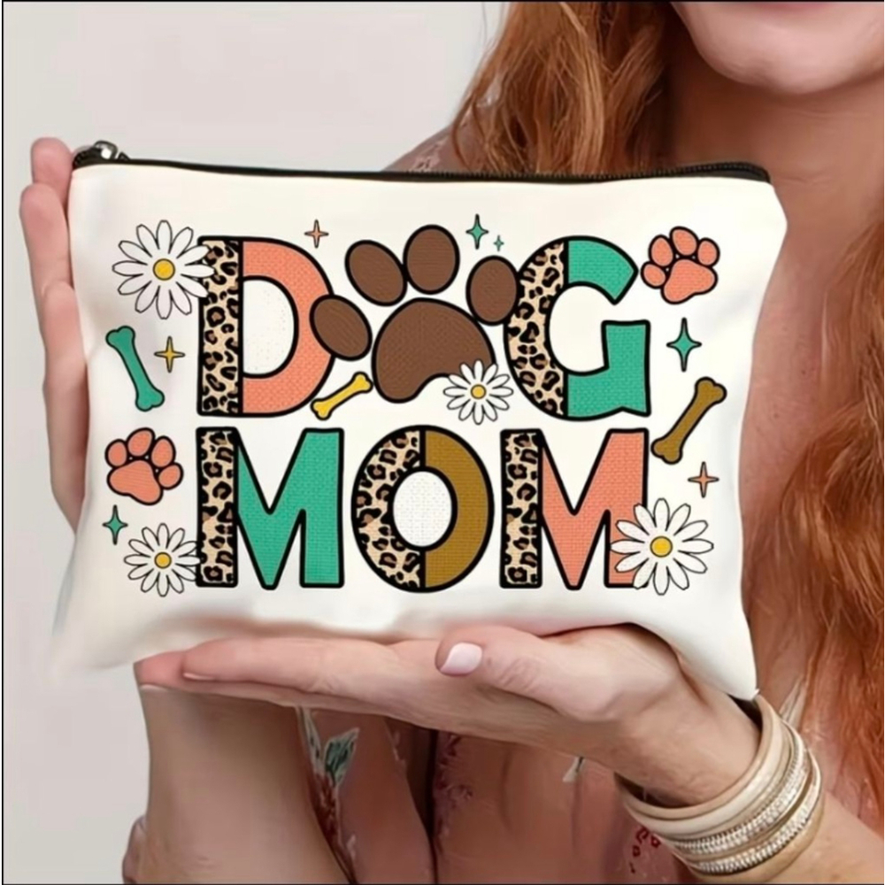 Women's Dog Mom Cosmetic Bag One Size White Multi-color
